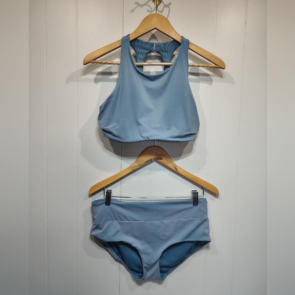 Athleta Light Blue High Neck Bikini Set